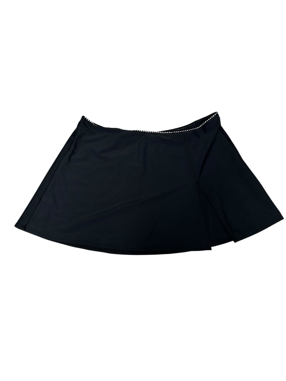 La Blanca Black Swim Skirt with Subtle Flare and Rhinestones